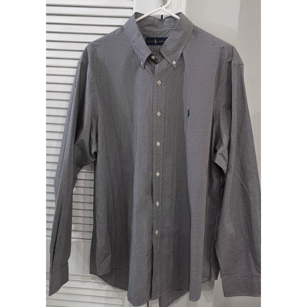 Ralph Lauren Regular Fit Cotton Check Dress Shirt Black/White XL Button-Down